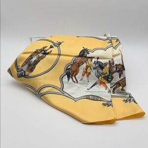 Hermès Yellow Les Chevaux des Moghols Silk Scarf